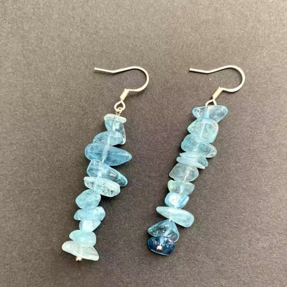 Bracelet And Earrings Set - Aquamarine Natural Healing Stone - Picture 3 of 10